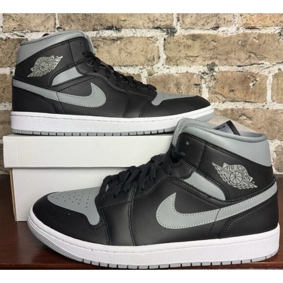 Nike Air Jordan 1 Mid Retro Shadow Black Grey Wmns 12 BQ6472-007 - Picture 2 of 7